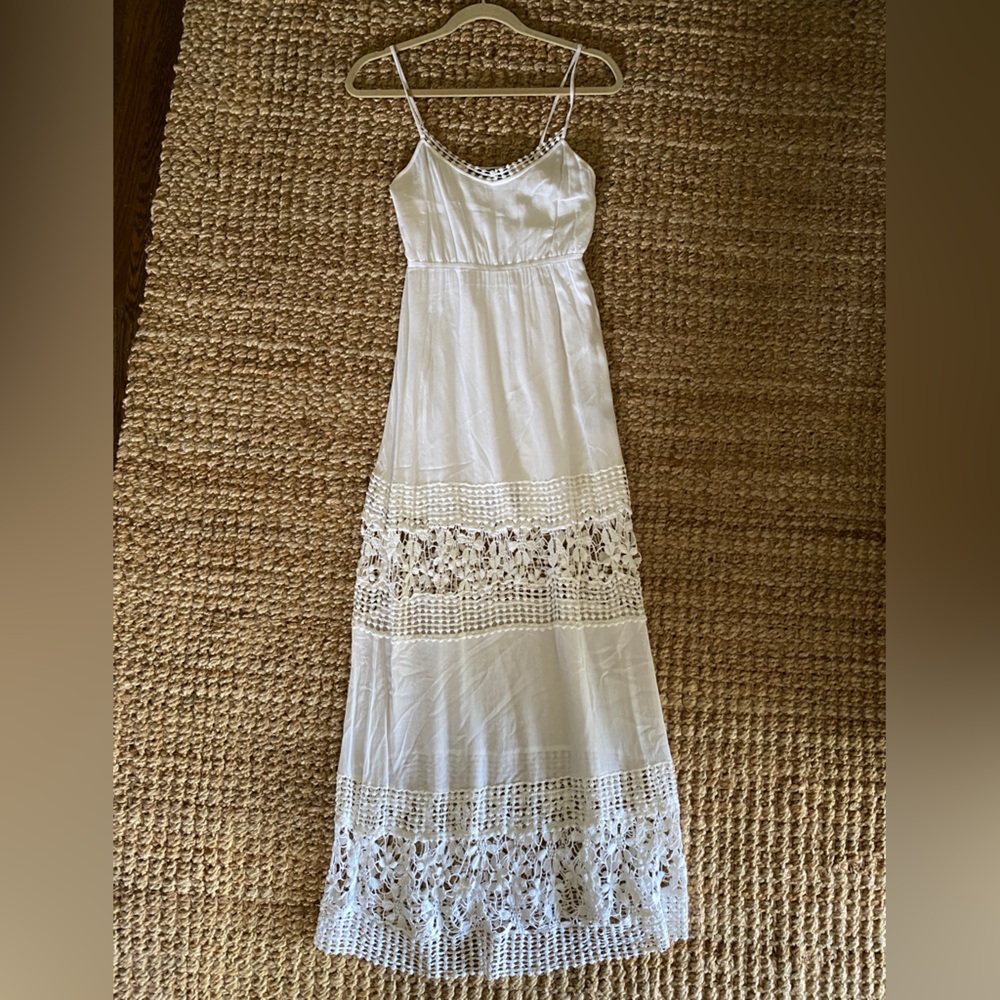 Ark & Co White Crochet Maxi Dress Small